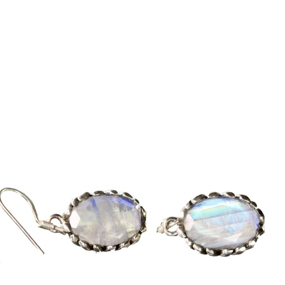 Fine Indian Divine Moonstone Dangle Earrings - Picture 1 of 1